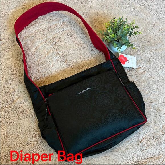NWT Petunia Pickle Bottom Red and Black Diaper Shoulder Crossbody Bag - Picture 1 of 14